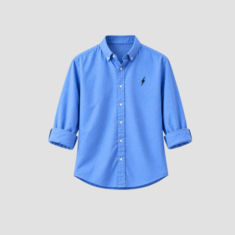 ZVEN Thunder Blue Textured Shirt – Men's Casual Streetwear