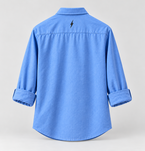 ZVEN Thunder Blue Textured Shirt – Men's Casual Streetwear
